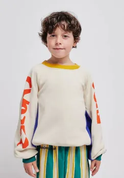 Bobo Choses hanorac de bumbac pentru copii culoarea bej, cu imprimeu, 224TC004 imagine