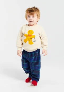 Bobo Choses hanorac de bumbac pentru copii Gingerbread culoarea bej, cu imprimeu, 224FB001 imagine