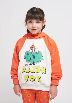 Bobo Choses hanorac de bumbac pentru copii Hello Joy culoarea alb, cu gluga, cu imprimeu, 125AC044 imagine