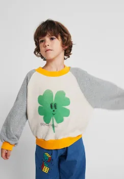 Bobo Choses hanorac de bumbac pentru copii Lucky Clover culoarea gri, cu imprimeu, 225AC041 imagine