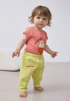 Bobo Choses pantaloni bebe culoarea galben, neted, 125AB061 imagine