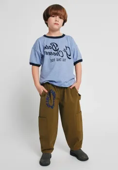 Bobo Choses pantaloni copii Tic Tac Toe culoarea verde, uni, 225AC077 imagine