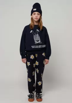 Bobo Choses pantaloni de bumbac pentru copii culoarea albastru marin, modelator imagine