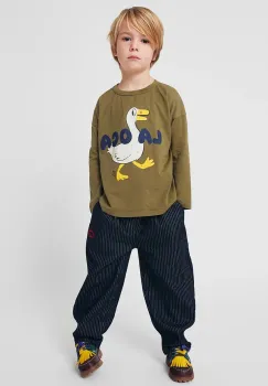 Bobo Choses pantaloni de bumbac pentru copii Tic Tac Toe culoarea bleumarin, uni, 225AC079 imagine