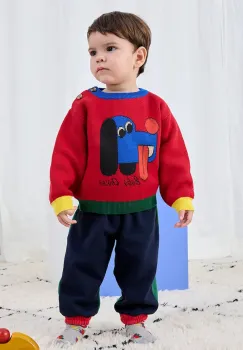 Bobo Choses pantaloni de trening din bumbac pentru bebelusi culoarea bleumarin, cu imprimeu, 225AB078 imagine