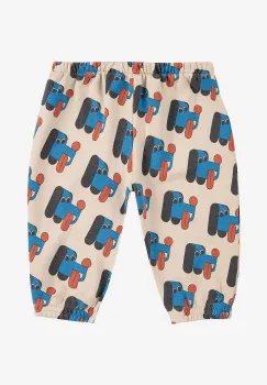 Bobo Choses pantaloni de trening din bumbac pentru bebelusi Doggy Mate culoarea bej, cu imprimeu, 225AB079 imagine