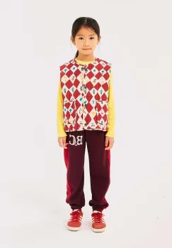 Bobo Choses pantaloni de trening din bumbac pentru copii culoarea bordo, cu imprimeu, 224AC081 imagine
