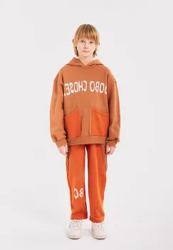 Bobo Choses pantaloni de trening din bumbac pentru copii culoarea portocaliu, modelator, 224AC084 imagine