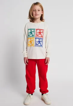 Bobo Choses pantaloni de trening din bumbac pentru copii Curve culoarea rosu, cu imprimeu, 225AC066 imagine