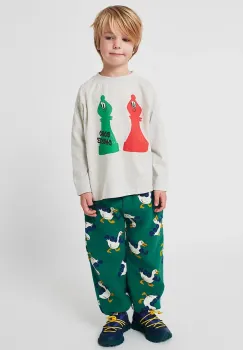Bobo Choses pantaloni de trening pentru copii La Oca culoarea verde, cu imprimeu, 225AC065 imagine