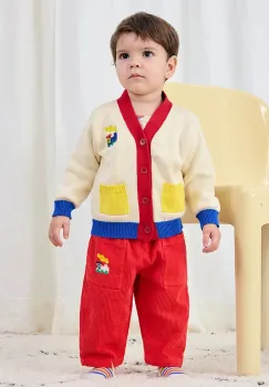 Bobo Choses pantaloni din bumbac pentru bebelusi Choo Choo culoarea rosu, uni, 225AB084 imagine