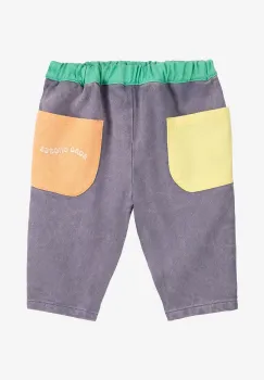 Bobo Choses pantaloni din bumbac pentru bebelusi culoarea gri, neted, 125AB062 imagine
