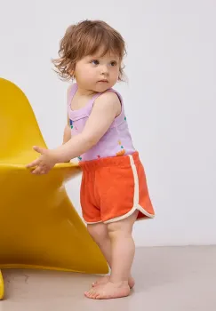 Bobo Choses pantaloni scurti din bumbac pentru bebelusi culoarea portocaliu, neted, 125AB043 imagine