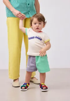 Bobo Choses pantaloni scurti din bumbac pentru copii culoarea verde, neted, 125AB046 imagine