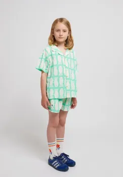 Bobo Choses pantaloni scurti din bumbac pentru copii Lucky Fish culoarea turcoaz, 125AC064 imagine