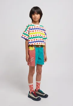 Bobo Choses pantaloni scurti din denim pentru copii culoarea turcoaz, talie reglabila, 125AC065 imagine