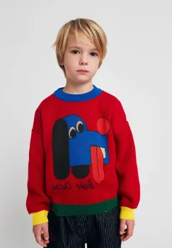 Bobo Choses pulover de bumbac pentru copii Doggy Mate culoarea rosu, 225AC111 imagine