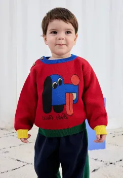 Bobo Choses pulover din bumbac pentru bebelusi Doggy Mate culoarea rosu, light, 225AB121 imagine