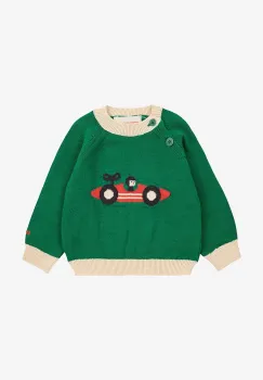 Bobo Choses pulover din bumbac pentru bebelusi Race Car culoarea verde, 225AB020 imagine