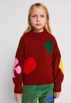 Bobo Choses pulover pentru copii din amestec de lana Bobo Joker culoarea bordo, 225AC112 imagine