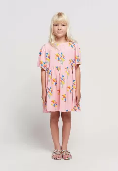 Bobo Choses rochie cu amestec de in pentru copii culoarea roz, mini, evazati imagine