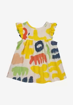 Bobo Choses rochie din bumbac pentru bebelusi culoarea galben, mini, evazati imagine