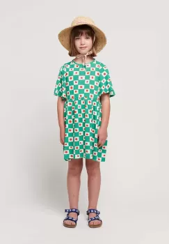 Bobo Choses rochie din bumbac pentru copii culoarea verde, mini, evazati imagine