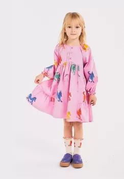 Bobo Choses rochie din bumbac pentru copii Wonder Horse culoarea roz, mini, evazati, 224AC110 imagine