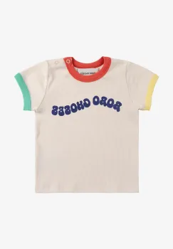 Bobo Choses tricou bebe Wavy culoarea alb, cu imprimeu, 125AB014 imagine