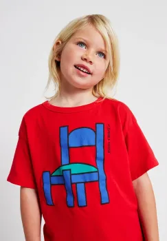 Bobo Choses tricou de bumbac pentru copii Chair culoarea rosu, cu imprimeu, 225AC005 imagine