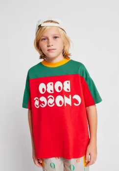 Bobo Choses tricou de bumbac pentru copii culoarea rosu, cu imprimeu, 225AC133 imagine