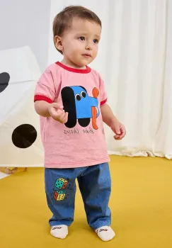 Bobo Choses tricou de bumbac pentru copii Doggy Mate culoarea roz, cu imprimeu, 225AB031 imagine