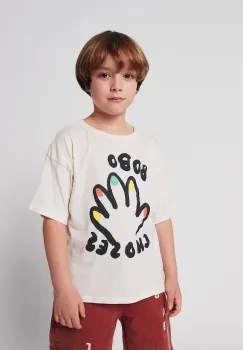 Bobo Choses tricou de bumbac pentru copii High Five culoarea alb, cu imprimeu, 225AC004 imagine