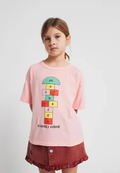 Bobo Choses tricou de bumbac pentru copii Hopscotch culoarea roz, 225AC143 imagine