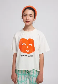 Bobo Choses tricou de bumbac pentru copii Joyful Face culoarea alb, 125AC017 imagine