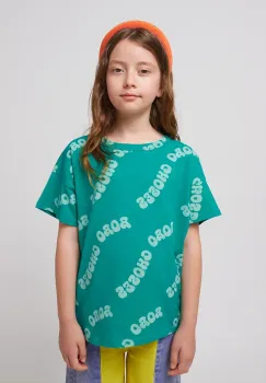 Bobo Choses tricou de bumbac pentru copii Wavy culoarea verde, modelator, 125AC005 imagine