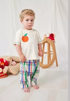 Bobo Choses tricou din bumbac pentru bebelusi culoarea bej, cu imprimeu imagine
