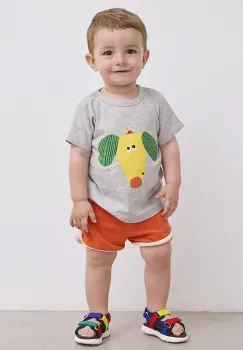 Bobo Choses tricou din bumbac pentru bebelusi Happy Dog culoarea gri, cu imprimeu, 125AB009 imagine