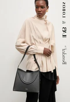 Bonded by Answear.LAB & LOBOS geanta de mana din piele intoarsa culoarea negru imagine