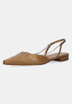 BOSS balerini de piele Charlieze culoarea maro, cu toc deschis, 50536321 imagine