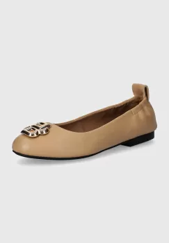 BOSS balerini de piele Dasy culoarea bej, 50523537 imagine