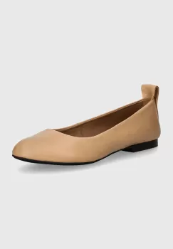 BOSS balerini de piele Dasy culoarea bej, 50523555 imagine
