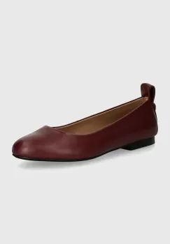 BOSS balerini de piele Dasy culoarea bordo, 50523555 imagine