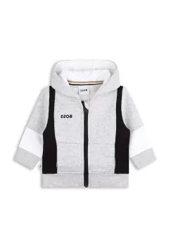 BOSS bluza bebe culoarea gri, cu gluga, cu imprimeu imagine