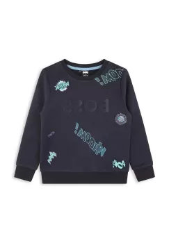 BOSS bluza copii culoarea albastru marin, modelator imagine