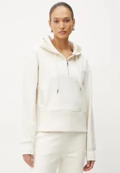 BOSS bluza femei, culoarea bej, cu gluga, cu imprimeu, 50532221 imagine
