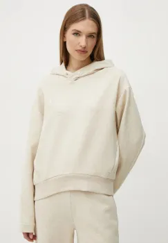 BOSS bluza femei, culoarea bej, cu gluga, melanj, 50532026 imagine