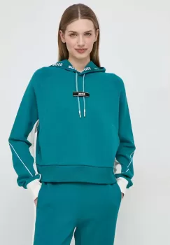 BOSS bluza femei, culoarea turcoaz, cu gluga, modelator imagine