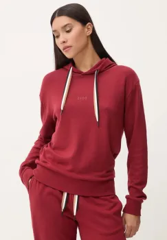 BOSS bluza lounge culoarea bordo, cu gluga, neted, 50524760 imagine