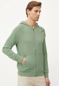 BOSS bluza lounge culoarea verde, cu gluga, neted imagine